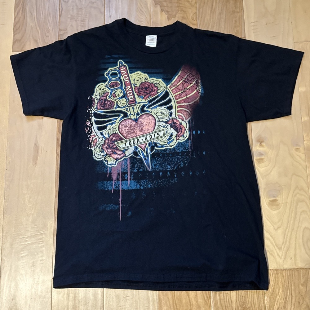 Jovi 2015 Asia Tour T-Shirt Women's XL Concert Tee Dates on Back